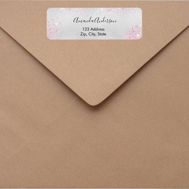 Silver pink glitter return address (Creator Uploaded)