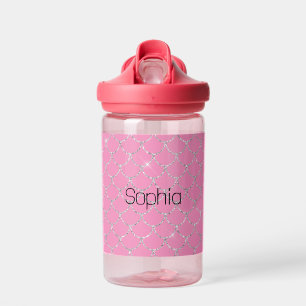 Silver Pink Mermaid Name Water Bottle