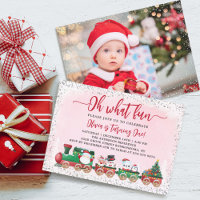 Silver Pink Santa Claus Christmas Birthday Photo