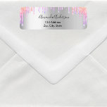 Silver pink violet return address<br><div class="desc">A faux silver background. Decorated with drips,  paint dripping look in pink,  violet Personalize and add your name and address. Perfect for a bridal shower,  baby shower or birthday party invitations.</div>