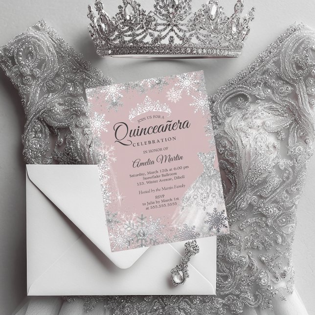Silver Pink Winter Snowflake Quinceanera (Creator Uploaded)