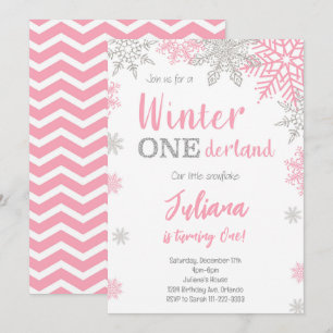 Silver Pink Winter Wonderland 1er Invitation d'ann