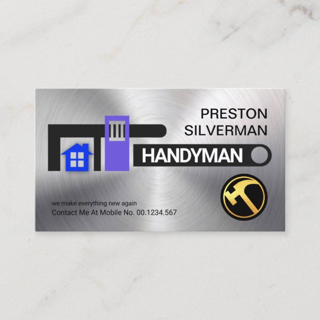 Silver Pipe Wrench Repairs Home Business Card (Front)