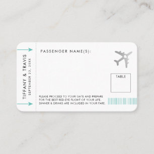 Silver Plane Ticket Boarding Pass Place Card