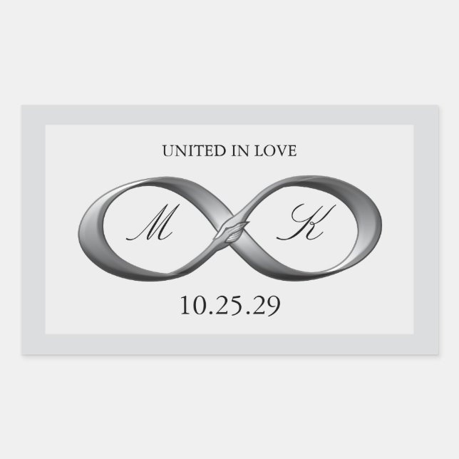 Silver Platinum Infinity Hand Clasp Wedding Favour Sticker (Front)