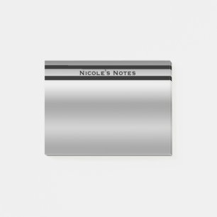 Silver Platinum Shine Chic Modern Personalized Post-it Notes