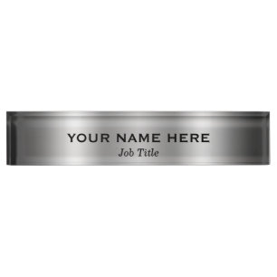 Silver Platinum Shine Modern Minimal Personalized Nameplate