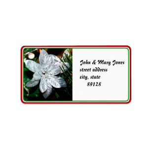 Silver Poinsettia Ornament Label
