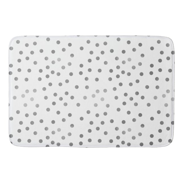 Silver Polka Dots Bath Mat (Front)