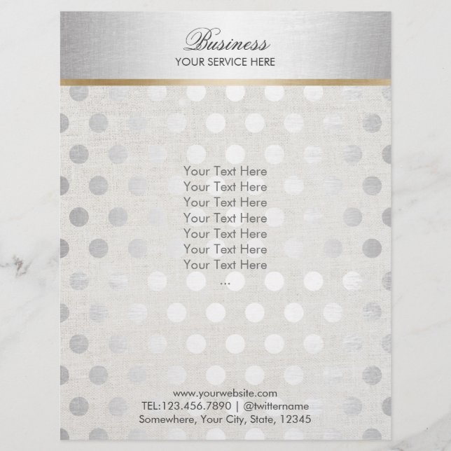 Silver Polka Dots Classy Linen Salon Spa Brochures (Front)