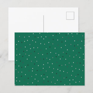 Silver Polka Dots on Green Postcard