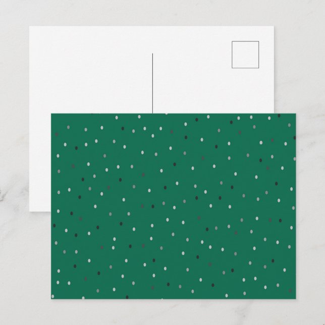 Silver Polka Dots on Green Postcard (Front/Back)
