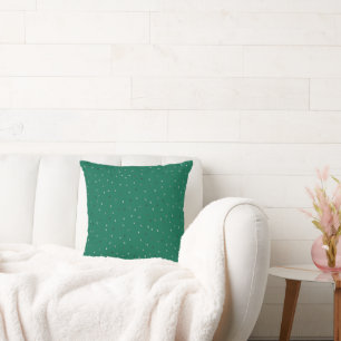 Silver Polka Dots on Green Throw Pillow