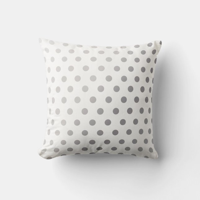 Silver  Polka Dots Pattern Throw Pillow (Front)