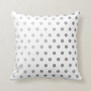 Silver  Polka Dots Pattern Throw Pillow