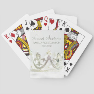 Silver Princess Crown Sweet Sixteen Party Favour Playing Cards
