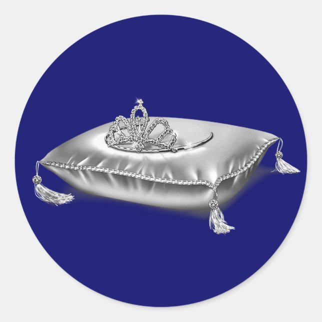 Silver Princess Tiara Classic Round Sticker (Front)