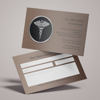 Silver Professional Caduceus Medical Reminder Appointment Card