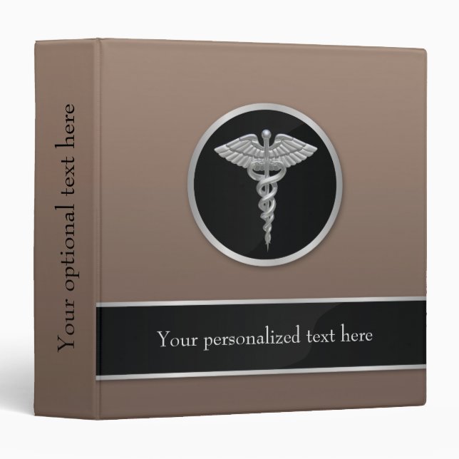 Silver Professional Médicale Caduceus - Classeur (Devant/Côté)