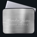 Silver Professional Metallic Monogram Business Laptop Sleeve<br><div class="desc">Modern Silver Girly Make Up and Hair Beauty Salon Faux Metallic Stainless Elegant Monogram Promotional Laptop Bag or Sleeve Promotional (promo) advertisement Case. This classy professional business computer case can be customized to include your monogrammed script signature name and job title profession or position.</div>