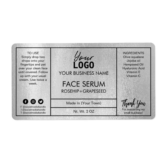 Silver Professional Modern Face Serum (Front)