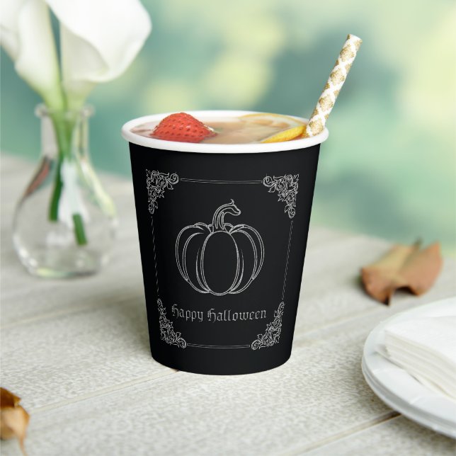 Silver Pumpkin Halloween Paper Cups (Insitu)