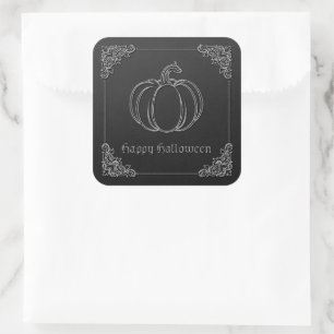 Silver Pumpkin Halloween Square Sticker