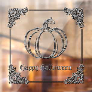 Silver Pumpkin Halloween Window Cling