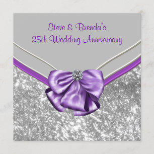 Silver Purple 25th Wedding Anniversary Party Invitation