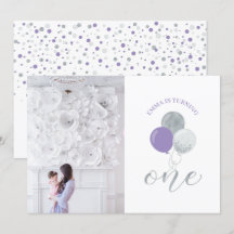 Silver & Purple Balloons | Girl 1st Birthday Party