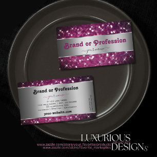 Silver Purple Burgundy Glitter Stars Elegance Business Card