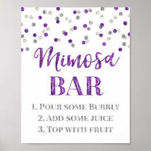 Silver Purple Confetti Mimosa Bar Sign Wedding
