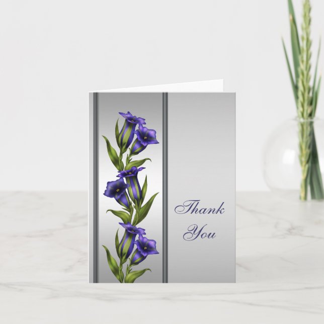 Silver Purple Crystal Violet Silver Thank You Card (Front)