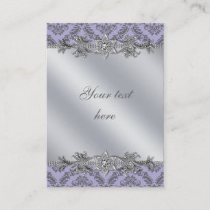 Silver Purple Damask Business Card