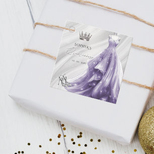 Silver Purple Dress Princess Quinceañera  Favour Tags