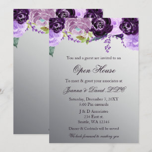 Silver Purple Floral Business Corporate Party Invitation