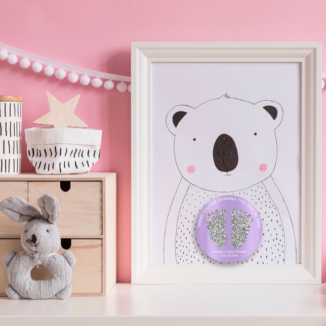 Silver Purple Glitter Feet Baby Shower Favour Than Classic Round Sticker (Creator Uploaded)