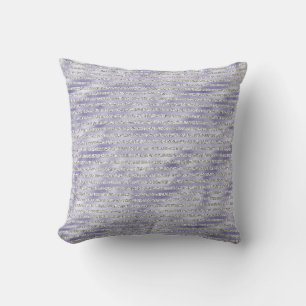 Silver Purple Glitzy Glitter Stripes Throw Pillow