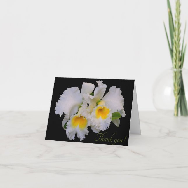 Silver Purple Grey Orchids Thank You Card (Front)