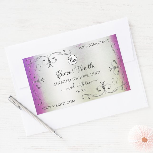 Silver Purple Marble Ornate Product Labels Logo (Envelope)