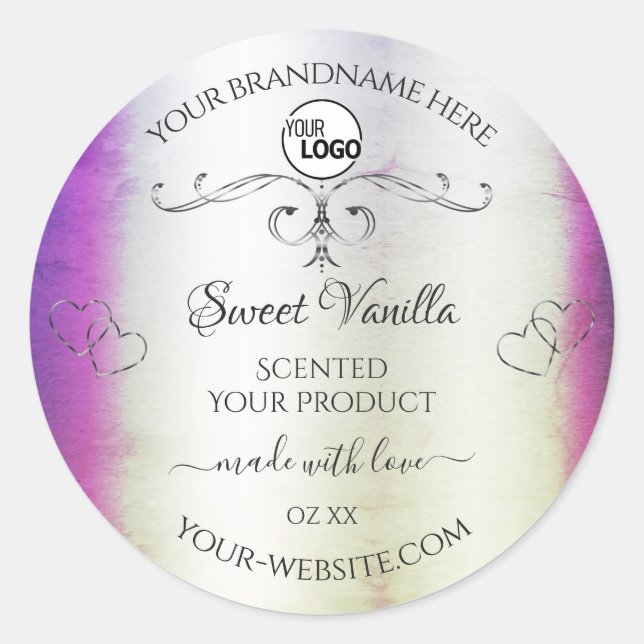 Silver Purple Marble Ornate Product Labels Logo (Front)