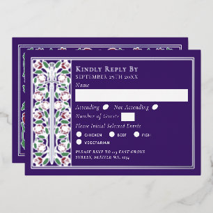 Silver Purple Medieval Floral Sword Wedding RSVP