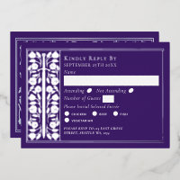 Silver Purple Medieval Sword Wedding RSVP