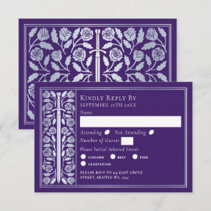Silver Purple Medieval Sword Wedding RSVP Card