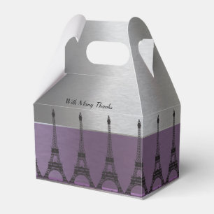 Silver Purple Metallic Paris Eiffel Personalized Favor Box