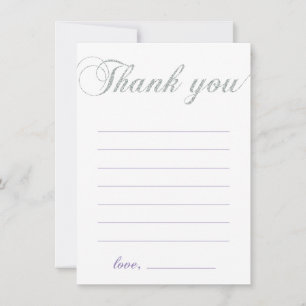 Silver & Purple   Modern Girl Party Thank You Note Card
