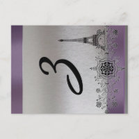 Silver Purple Paris Vertical Table Number