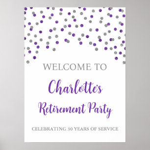 Silver Purple Retirement Party Custom 18x24 Poster