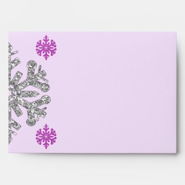 Silver Purple Snowflake Winter Envelope (Front)