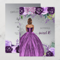Silver Purple Sparkle Dress Sweet 16 birthday 